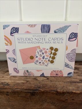 Studio Oh! Note Cards with Matching Wax Seals - Pink & Navy Shell Design